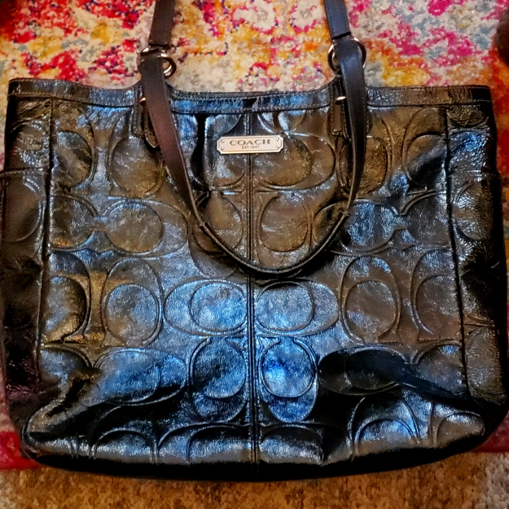 Coach Signature Embossed Patent Leather Bag